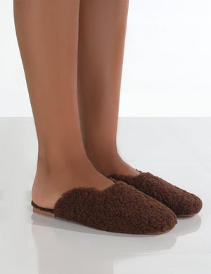 Ciao Chocolate Teddy Slip On Slippers