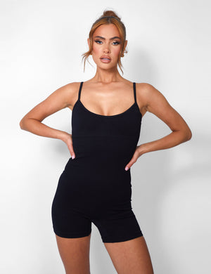 Seamless Unitard Playsuit Black