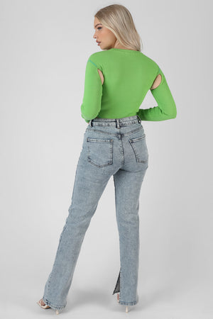 Contrast Stitch Bodysuit Green