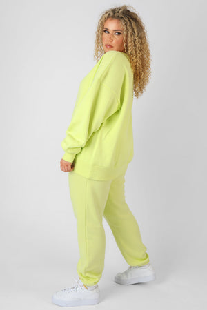 Curve Text Detail Oversized Sweat Lime