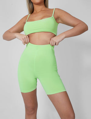 Basic Scoop Neck Crop Top Lime