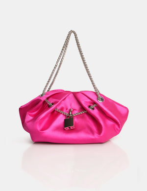 The Barbie Hot Pink Satin Lock and Chain Mini Bag