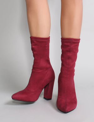 Burgundy sock ankle boots sale