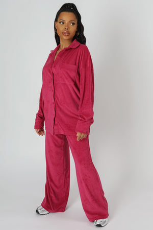 Oversized Towelling Shirt Pink