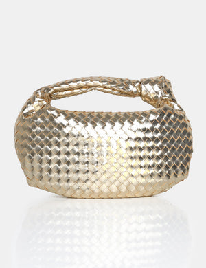 The Blame Metallic Gold Weave Knot Handbag