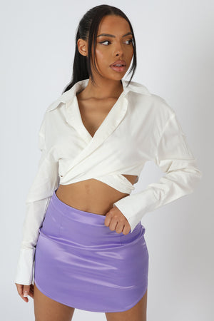 Wrap Waist Poplin Shirt White