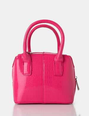 The Bode Bright Pink Croc Square Top Handle Mini Bag