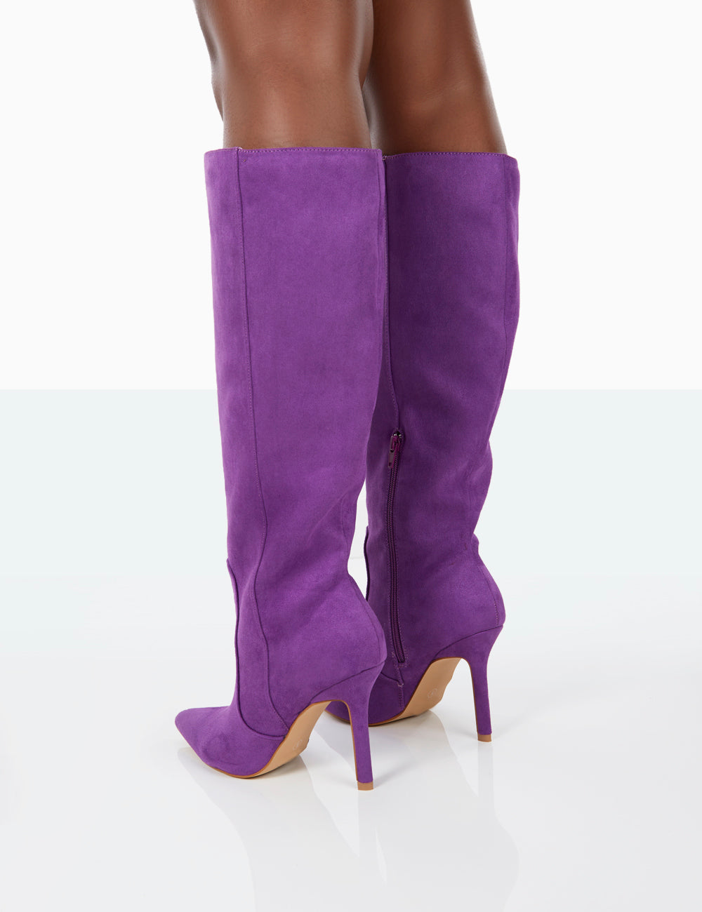 purple high heel boots