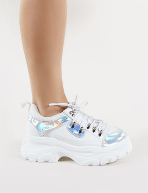 Funk Chunky Trainers in White and Silver