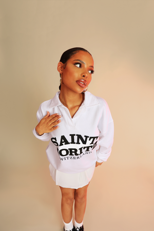 St Moritz Oversized Rugby Sweatshirt White