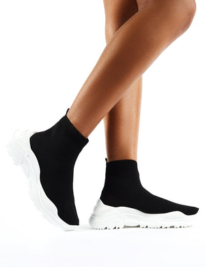 Callie Black Knitted Sock Trainers