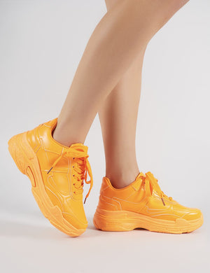 Dash Chunky Trainers in Neon Orange