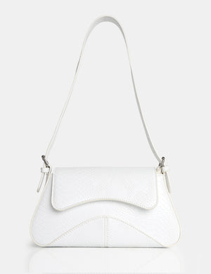 The Dea Ecru Matt Croc Pu Shoulder Bag