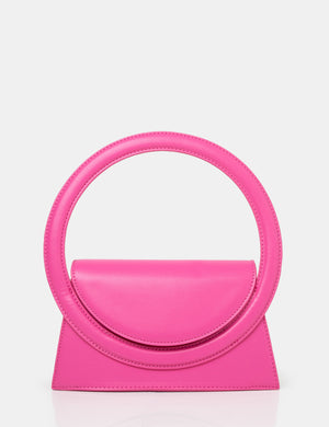 The Top Handle Bright Pink Pu Circlur Handle Grab Bag