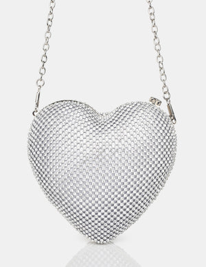 The Ophelia Silver Diamante Clutch Bag