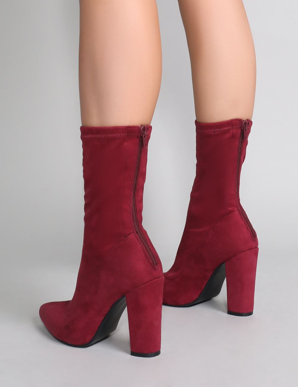 Red suede hot sale sock boots