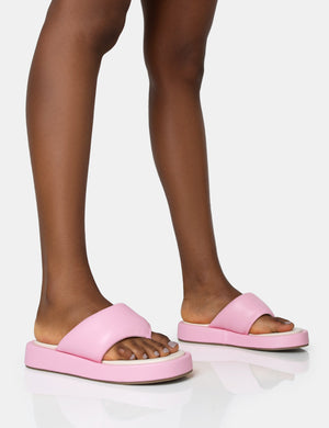Vacay Pink Contrast Padded Square Toe Flip Flop Sandals