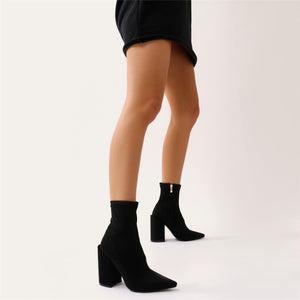 Salt Sock Fit Ankle Boots in Black Stretch