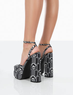 Moonchild Print Closed Toe Statement Platform Block Heels