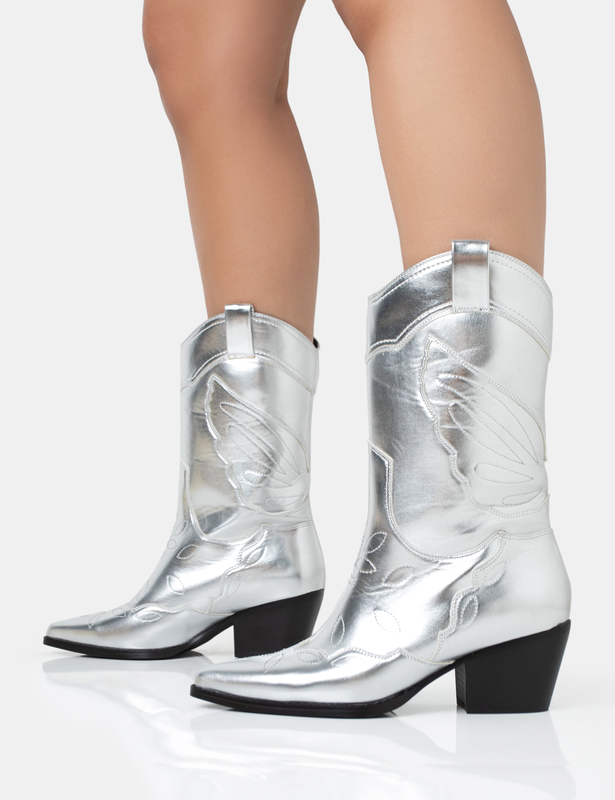 Silver cowboy hot sale boots mens