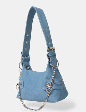 The Chain Blue Denim Shoulder Mini Bag