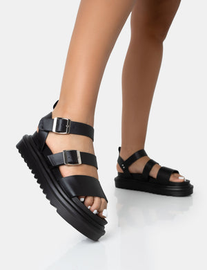 Chunky buckle clearance platform sandals