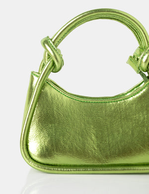 The Knot Metallic Green Pu Knotted Top Handle Grab Bag