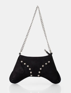 The Carmen Black Saddle Studded Chain Detail Shoulder Bag