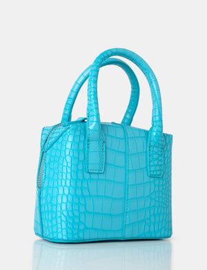 The Bode Blue Croc Square Top Handle Mini Bag