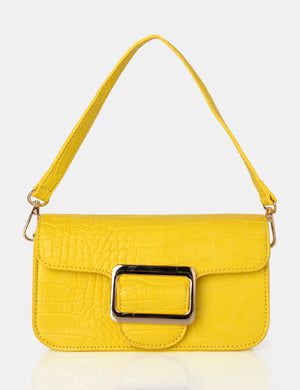 The Jana Yellow Croc Removeable Shoulder Strap Baguette Bag