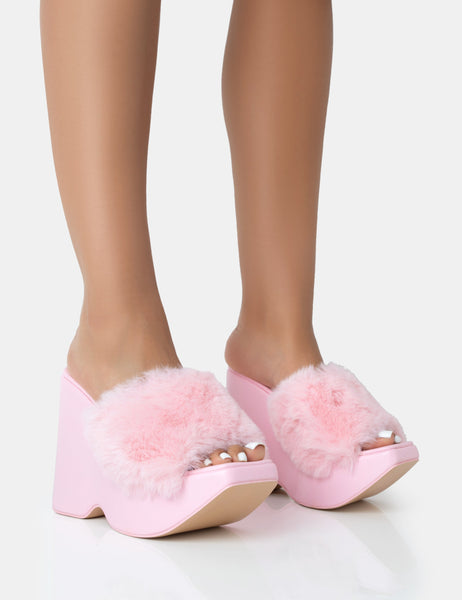 Fur wedges hot sale