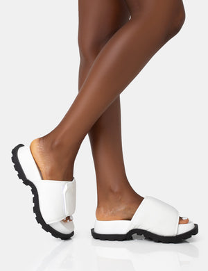 Blaze White Nylon Sporty Slider Sandals