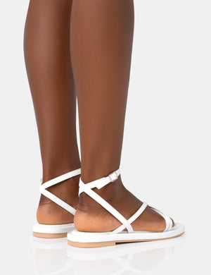 Soul White PU Strappy Padded Flat Sandals