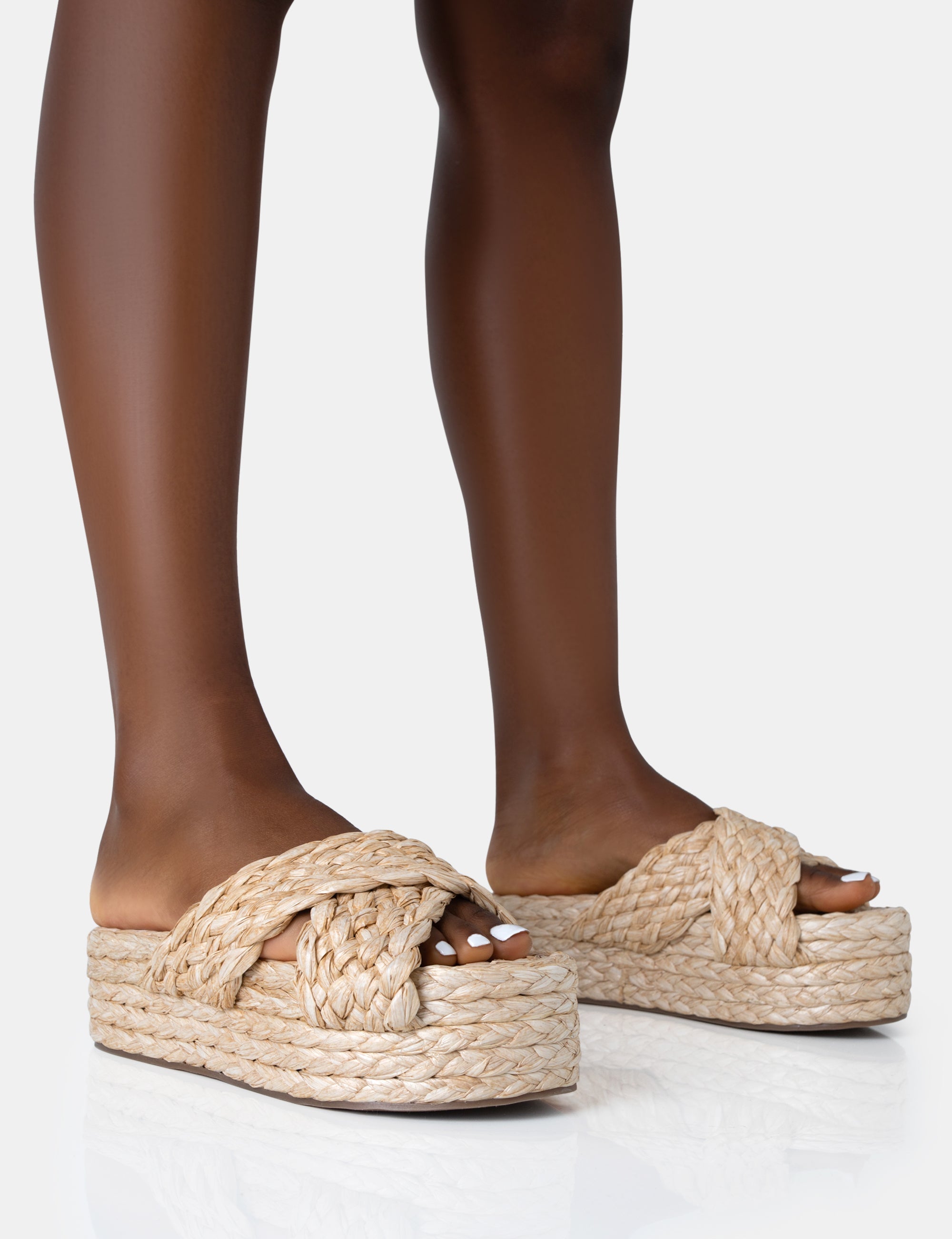 Havana Ecru Towelling Flip Flop Chunky Platform Sandals