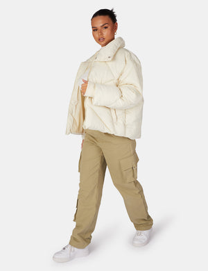 Soft Touch Quilted Puffer Jacket Ecru