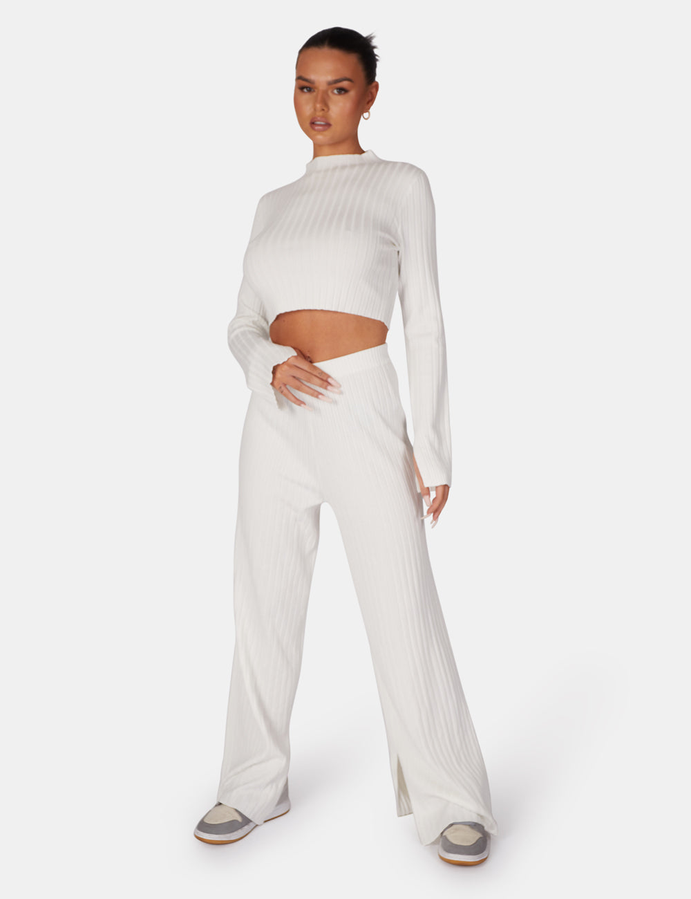 Missguided, Underbust Detail Rib Knit Crop Top, White