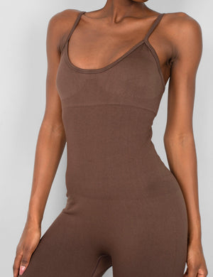 Seamless Unitard Jumpsuit Brown