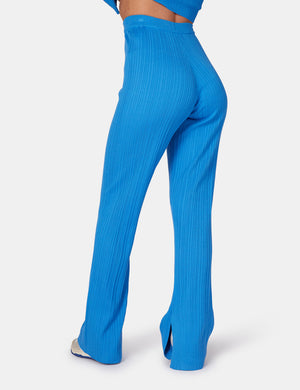 Ribbed Knitted Trousers Blue