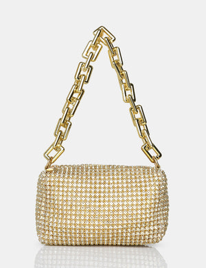 The Dakota Gold Sparkly Diamante Rhinestone Chainmail Handbag