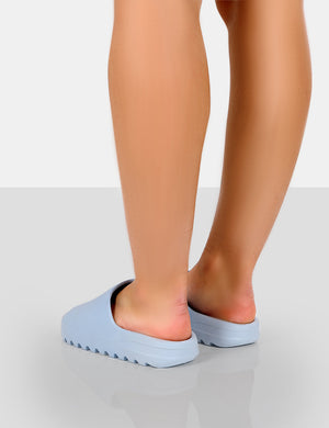 Brady Baby Blue Rubber Flat Slider Sandals