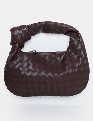 The Blame Chocolate Woven Pu Knot Detail Mini Pu Bag