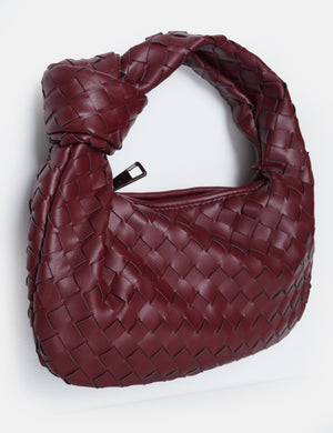 The Blame Burgundy Woven Pu Knot Detail Mini Pu Bag