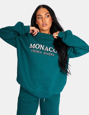 Monaco Embroidered Sweatshirt Forest Green