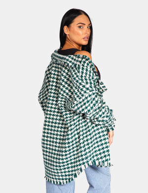 Houndstooth Shacket Forest Green
