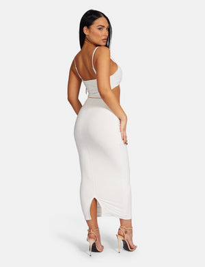 STRAPPY LOW WAIST MIDAXI DRESS WHITE