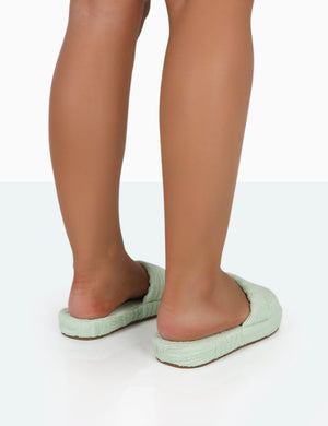 Juicy Mint Terry Towelling Slider Slippers