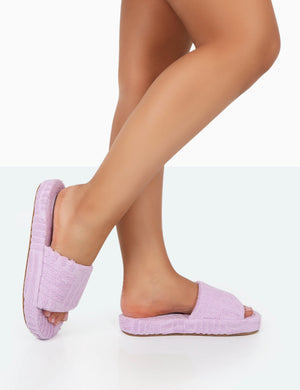 Juicy Lilac Terry Towelling Slider Slippers