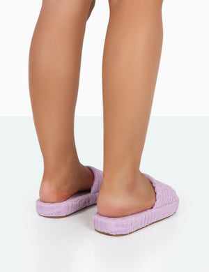 Juicy Lilac Terry Towelling Slider Slippers