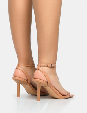 Yara Nude Pu Barely There Mid Stiletto Heels