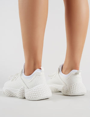 Blur Chunky Mesh Trainers in White